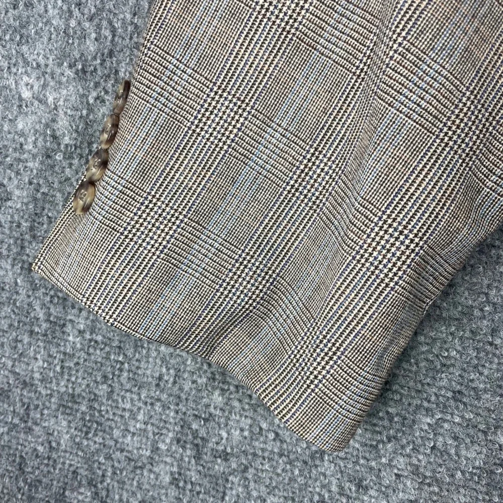 Jos. A.‎ Bank Blazer 48RG Brown Plaid Signature Collection 100% Wool Flaw Men's
